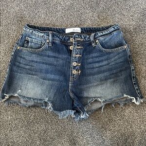 KanCan 9/28 High Rise Medium Blue Distressed Jean Shorts